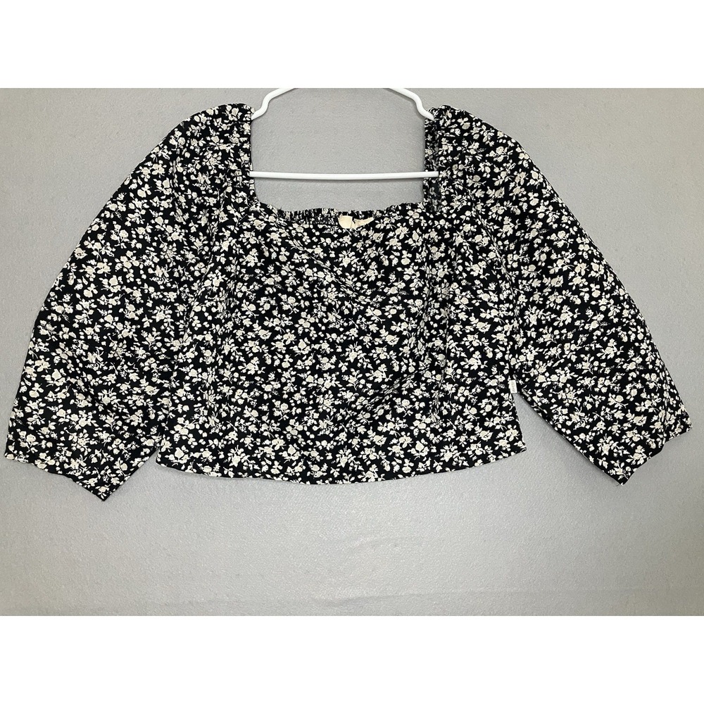 Levi's Crop Top Women's M Floral Smocked Puff Sleeve Square Neck Ditsy Boho